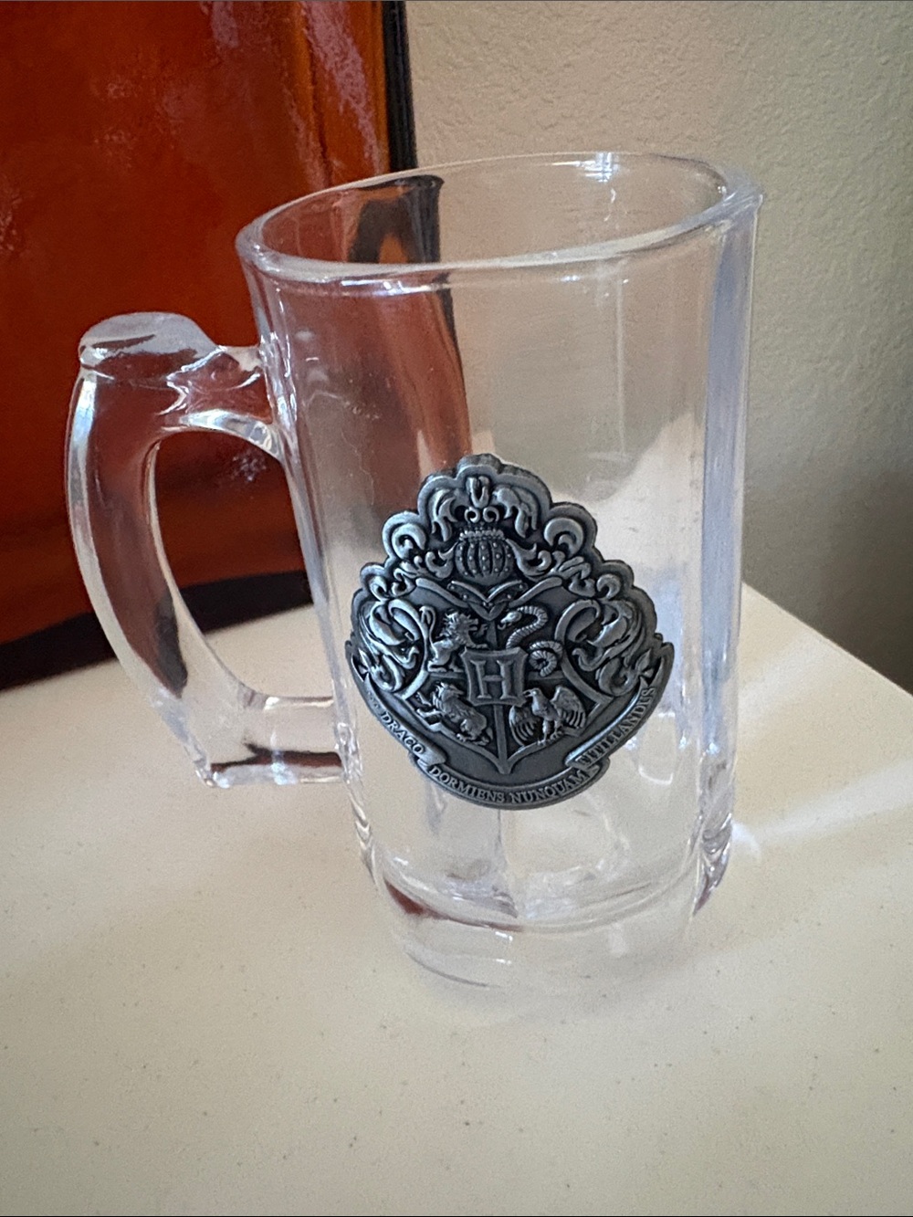 Warner Bros. Clear Glass Mug with Silver Hogwarts Crest Emblem